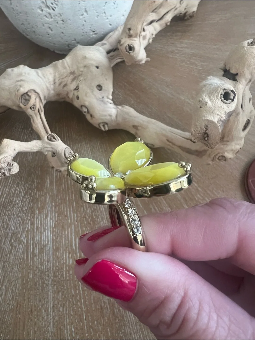 Yellow Butterfly Cocktail Ring - Women's Fashion Jewelry
